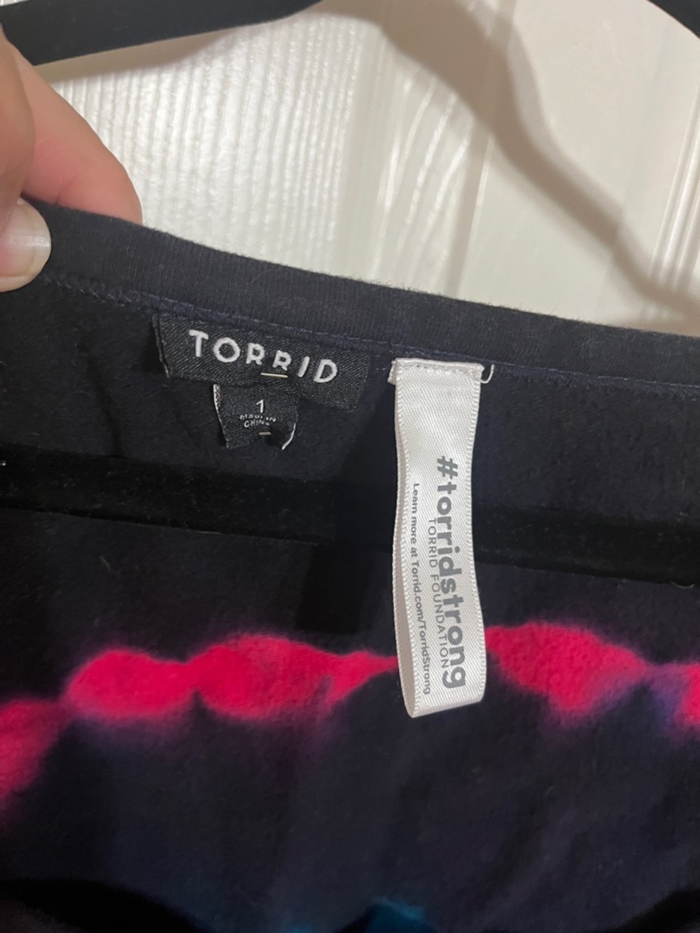 Torrid Off Shoulder Tie Dye Striped Sweatshirt - Picture 3 of 5